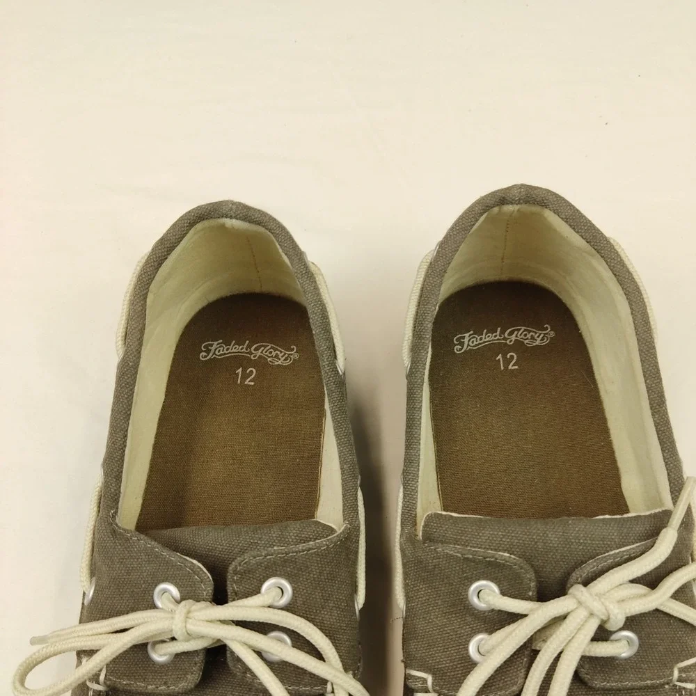 FADED GLORY Men's CANVAS  Khaki  boat shoes‎ size 12